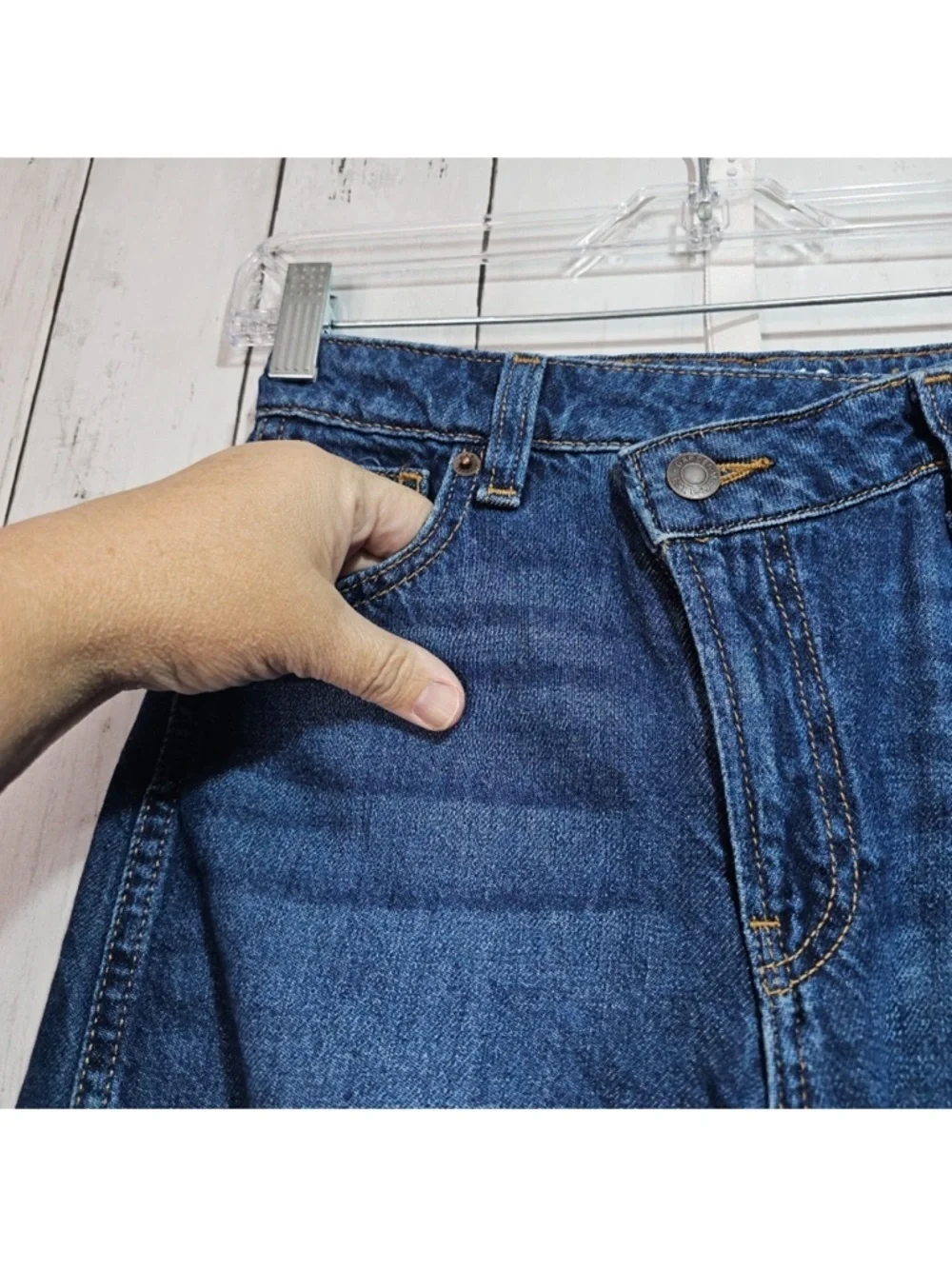 Gap Kids Girls Horseshoe Barrel Leg Blue 100% Cotton Denim Jeans Pockets Size 12